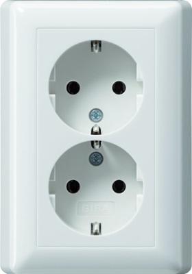GIRA 078003 Wandcontactdoos dubbel Inzetstuk System 55, Standaard 55, E2, Event, Event Clear, Event Opaque, Esprit, ClassiX Zuiver wit glanzend 1 stuk(s)