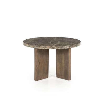 Eleonora Ronde Salontafel 'Lando' Marmer en mangohout, 60cm