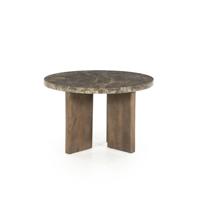 Eleonora Ronde Salontafel 'Lando' Marmer en mangohout, 60cm - thumbnail