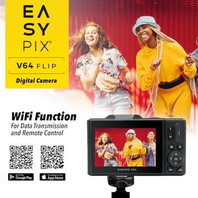 Easypix V64 Flip Digitale camera 13 Mpix Zwart Geïntegreerde accu, WiFi, 4K video, Full-HD video-opname - thumbnail