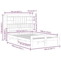 Bed met boekenkast zonder matras grenenhout wasbruin 135x190 cm - thumbnail