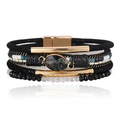DEJA Boho Armband goudkleurig met natuursteen in zwart