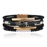 DEJA Boho Armband goudkleurig met natuursteen in zwart - thumbnail