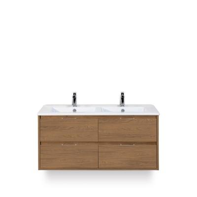 Porto Badmeubelset 120 cm - 4 laden Honey - Keramische Wastafel Wit Slim