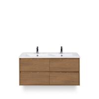 Porto Badmeubelset 120 cm - 4 laden Honey - Keramische Wastafel Wit Slim - thumbnail