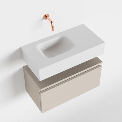 MONDIAZ ANDOR 60cm toiletmeubel linen. LEX 60cm wastafel talc links geen kraangat MONDIAZ ANDOR 60cm toiletmeubel linen. LEX 60cm wastafel talc links geen kraangat