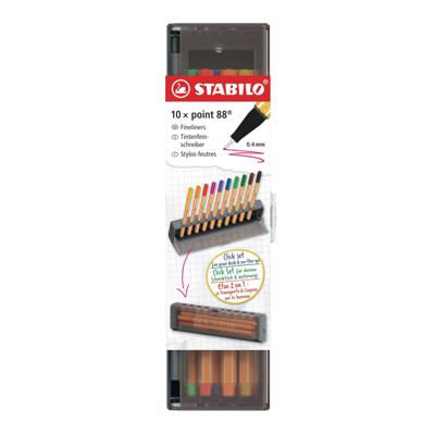 Fineliner stabilo point 88 f clickset à 10 kleuren | 5 stuks