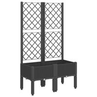 VidaXL Plantenbak met latwerk 80x40x142 cm polypropeen zwart - thumbnail