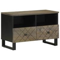 Tv-meubel 70x33x46 cm massief mangohout zwart - thumbnail