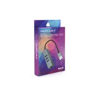 NANOCABLE 10.03.0407 converter USB 3.0 naar Gigabit Ethernet + 3 x USB 3.0, aluminium, grijs, 15 cm - thumbnail