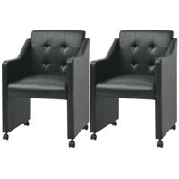 vidaXL Eetkamerstoelen 2 st kunstleer zwart - thumbnail