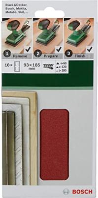 Bosch Accessories 2609256A82 Oscillerend schuurpapier Met klittenband, Geperforeerd Korrelgrootte (num) 80 (l x b) 185 mm x 93 mm 10 stuk(s)