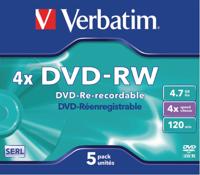 DVD-RW Verbatim 5 Stuks Zwart 4,7 GB 4x (5 Stuks) - thumbnail