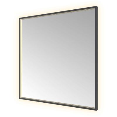 Spiegel Hotbath &MORE 80x80 cm LED-Verlichting Spiegelverwarming Vierkant Geborsteld Zwart PVD Spiegel Hotbath &MORE 80x80 cm LED-Verlichting Spiegelverwarming Vierkant Geborsteld Zwart PVD