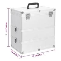 VidaXL Make-up koffer 37x24x40 cm aluminium zilverkleurig - thumbnail