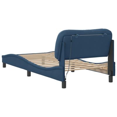 Bedframe met LED-verlichting stof blauw 140x190 cm - thumbnail
