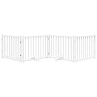 Hondenhek inklapbaar 4 panelen 320 cm massief vurenhout wit - thumbnail
