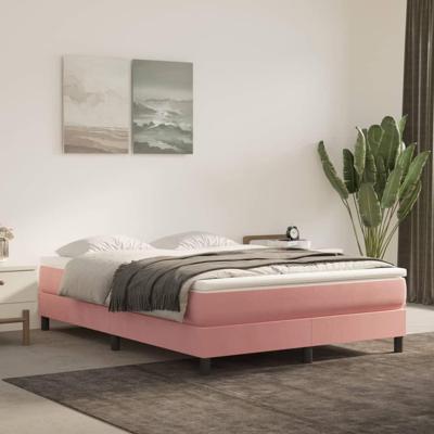 Bedframe fluweel roze 140x190 cm