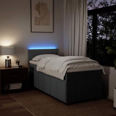 Boxspring met matras stof donkergrijs 90x190 cm