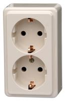 Standard wandcontactdoos 2-voudig RA creme wit - thumbnail