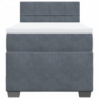 Boxspring met matras fluweel donkergrijs 90x200 cm - thumbnail