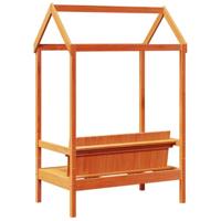 Bank met dak 117,5x70x176,5 cm massief grenenhout wasbruin - thumbnail