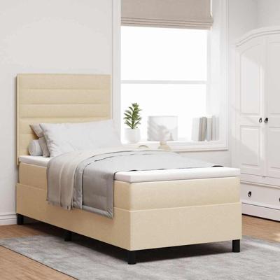 Boxspring bed met matras met hoofdeinde Crème 80 x 200 cm Stof