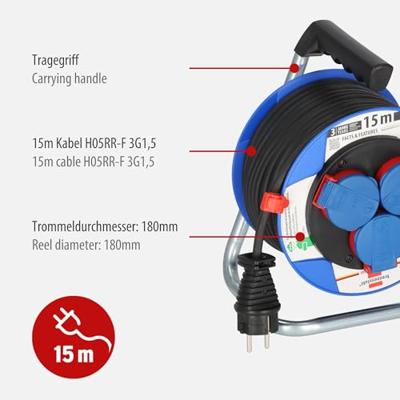 Brennenstuhl Garant Kompakt Kabelhaspel 15 mtr | IP44 | 3G1.5 | Garant Compact | 1072210 - 1072210 - thumbnail