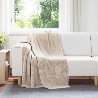 VidaXL Gooi deken beige 130 x 150 cm fleece