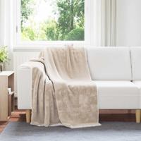 VidaXL Gooi deken beige 130 x 150 cm fleece - thumbnail