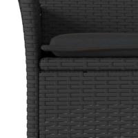 3-delige Tuinset met kussens poly rattan en glas zwart - thumbnail
