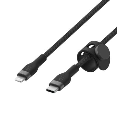 Belkin BoostCharge Pro Flex gevlochten USB Type C/Lightning-kabel (3m), MFi-gecertificeerde 20 W PD Power Delivery-snellaadkabel voor iPhone 14/14 Plus, 13, 12, Pro/Max, mini, SE, iPad en meer – Zwart