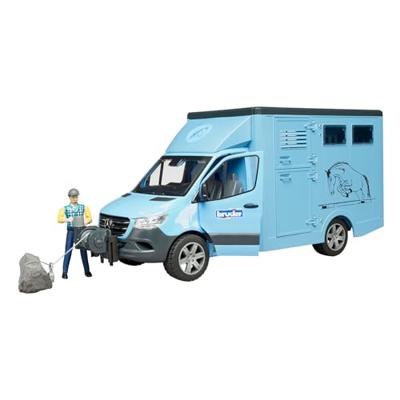 bruder MB Sprinter dierentransporter met paard modelvoertuig - thumbnail