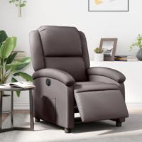 Fauteuil verstelbaar elektrisch echt leer donkerbruin - thumbnail