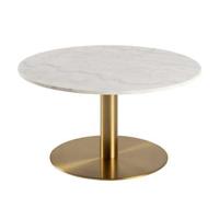 Bendt Ronde Salontafel 'Naima' wit Marmer/Brass, 80cm - thumbnail