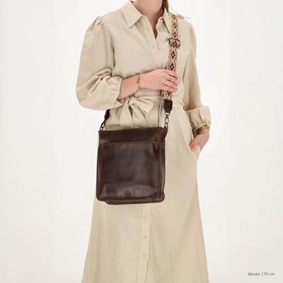 Hide & stitches next navajo schoudertas-Dark Brown
