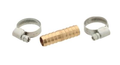 Kirchhoff Messing slangverbinder, blank, 3/8", met 2x slangklemmen - 987380148