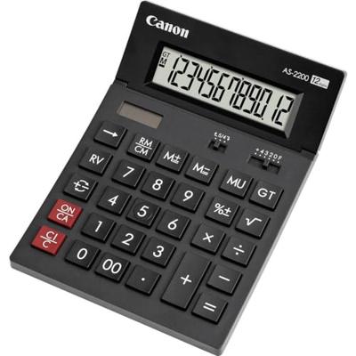 Canon AS-2200 Bureaurekenmachine Donkergrijs Aantal displayposities: 12 werkt op zonne-energie, werkt op batterijen (l x b x h) 198 x 140 x 34 mm