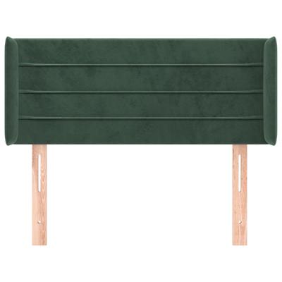 Hoofdbord met randen 147x16x118/128 cm fluweel donkergroen - thumbnail