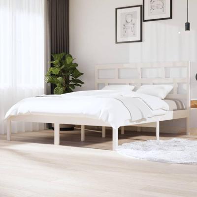 Bedframe massief hout wit 180x200 cm