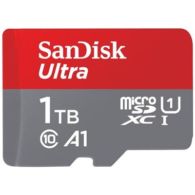 SanDisk microSDXC Ultra 1TB (A1/UHS-I/Cl.10/150MB/s) + Adapter Mobile microSDXC-kaart 1 TB A1 Application Performance Class, UHS-Class 1 SanDisk microSDXC Ultra 1TB (A1/UHS-I/Cl.10/150MB/s) + Adapter Mobile microSDXC-kaart 1 TB A1 Application Performance Class, UHS-Class 1