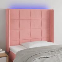 Hoofdbord LED 93x16x118/128 cm fluweel roze - thumbnail