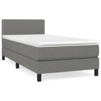 Boxspring met matras stof donkergrijs 90x200 cm - thumbnail