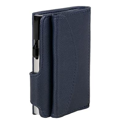 Juscha JU-962102 Pasjeshouder Clicksafe RFID Kunstleer BL/ZI 8 Pasjes Met Opbergvak Voor Muntgeld