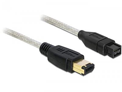 Delock FireWire Aansluitkabel [1x Firewire (400) stekker 9-polig - 1x FireWire (400) stekker 6-polig] 1 m Zwart