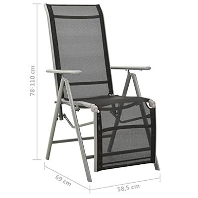 Tuinstoelen 2 st verstelbaar textileen aluminium zilverkleurig - thumbnail