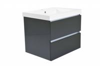 Badkamermeubel Luna 60X47 Met Wastafel Hoogglans Grijs Aqua Splash - thumbnail