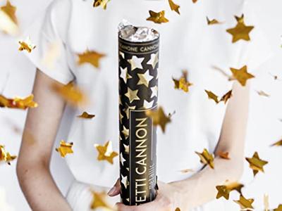 Confetti kanon Gouden sterren 40 cm - thumbnail