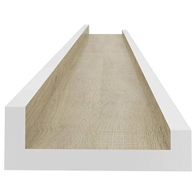 Wandschappen 4 st 80x9x3 cm wit en sonoma eikenkleurig