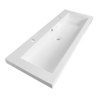 Brauer Solar Medium Wastafel - 120 cm - met 1 Spoelbak en 2 Kraangaten - Mineraalmarmer Zijdeglans Wit - thumbnail